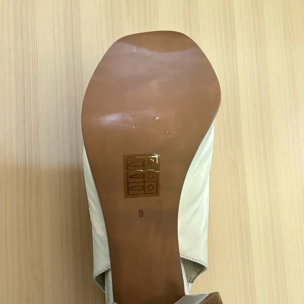 Jeffrey Campbell Cream Slingback Leather Sandals – Size 9 – 2.5” Heel - Picture 3 of 9